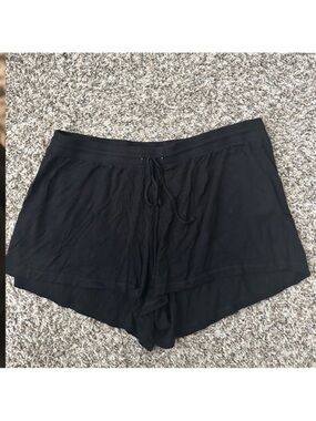 Black Drawstring Pajama Shorts